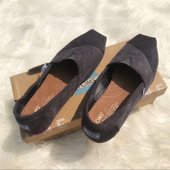 Toms Shoes - Toms Classic Grey Corduroy Magenta Sole Shoes